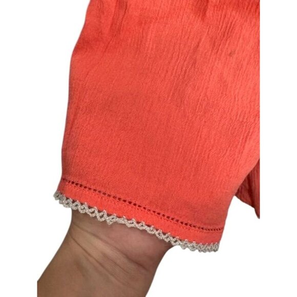 EUC J. Jill Coral XL Embroidered Button Front Top XL Missy 3/4-Sleeve - Picture 6 of 10